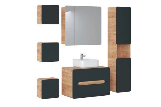 Badmöbel-Set - Ideal für moderne Badezimmer, (Komplett Set, 6-St., Premium - Aruba Cosmos I), Premium Materialien - Elegantes Design - Exzellent - Milaros Markt