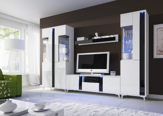 Wohnwand - Bringen Sie Eleganz in Ihren Raum, (Komplett Set, 4-St., Premium - NICEA 5) - Milaros Markt