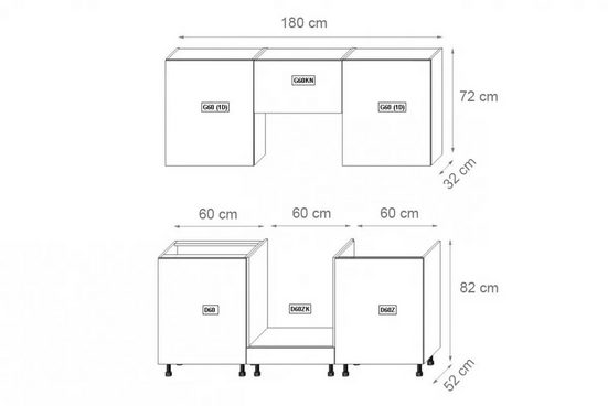 Küchenzeile - Perfekte Lösung für Ihre Küche, (Komplett Set) - Milaros Markt