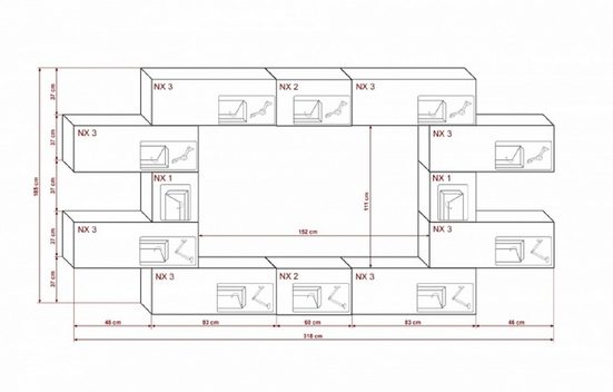 Wohnwand - Premium-Luxus 2024 - Beste Materialien für stilvolles Wohnzimmer - Wendy N71 - Milaros Markt