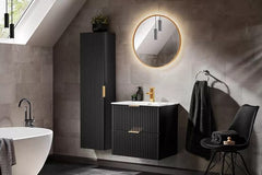 Waschbeckenunterschrank 80 cm, 60 cm - Adel Black - Hervorragende Fertigungsqualität. - Milaros Markt
