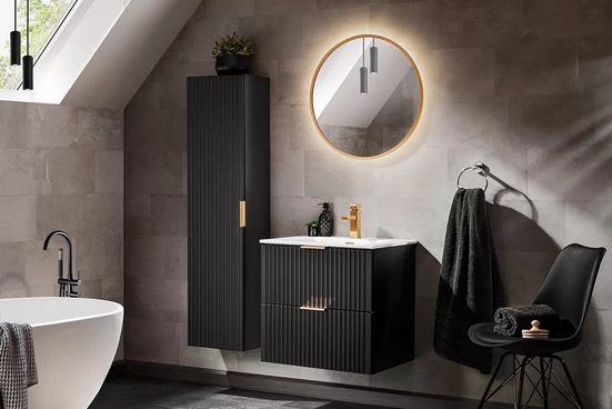Badezimmer HängeSchrank - Adel Black - Bietet effiziente Lagerung. - Milaros Markt