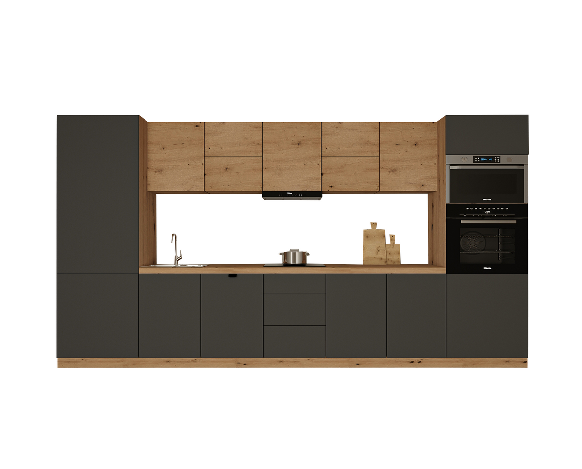 Küchenzeile - Langen KL12-M420 - Grau / Artisan Eiche