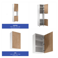 Winkelküche 405 x 205 cm Viel Stauraum Küchenzeile Küchenblock Ohne E-Geräten Einbauküche, Sorento KS5-M405 Sonoma Eiche/Weiß