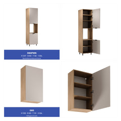 Winkelküche 405 x 205 cm Viel Stauraum Küchenzeile Küchenblock Ohne E-Geräten Einbauküche, Sorento KS5-M405 Beige / Sonoma Eiche