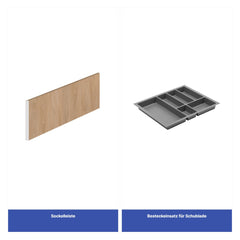 Küchenzeile 515 cm Einbauküche Küche ohne Arbeitsplatte Küchenmöbel , Sorento KS6-M515 , Beige/Sonoma Eiche