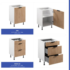 Winkelküche 405 x 205 cm Viel Stauraum Küchenzeile Küchenblock Ohne E-Geräten Einbauküche, Sorento KS5-M405 Sonoma Eiche/Weiß