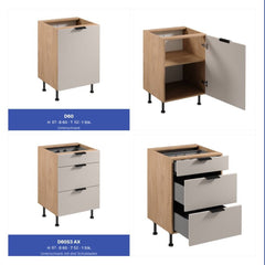 Winkelküche 405 x 205 cm Viel Stauraum Küchenzeile Küchenblock Ohne E-Geräten Einbauküche, Sorento KS5-M405 Beige / Sonoma Eiche