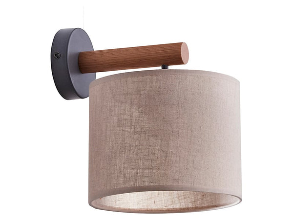 Wandleuchte Deva Nature - Stoff, Beige-Schwarz.