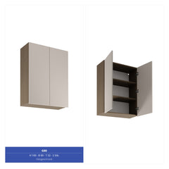 Winkelküche 265 x 225 cm Eckküche Ohne Arbeitsplatte Einbauküche L küche , Sorento KS15-M265 , Beige/Dunkle Eiche