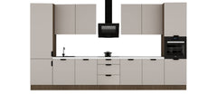 Küchenzeile 420 cm Küchenblock Einbauküche Ohne Arbeitsplatte , Sorento KS7-M420 , Beige/Dunkle Eiche