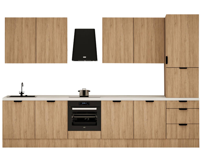 Küchenzeile 360 cm Küchenblock Einbauküche Ohne Arbeitsplatte , Sorento KS8-M360 , Sonoma Eiche