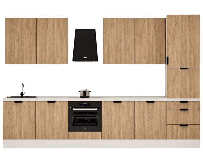 Küchenzeile 360 cm Küchenblock Einbauküche Ohne Arbeitsplatte , Sorento KS8-M360 , Sonoma Eiche/Weiß