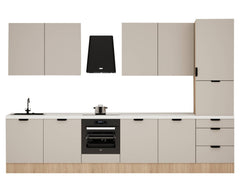 Küchenzeile 360 cm Küchenblock Einbauküche Ohne Arbeitsplatte , Sorento KS8-M360 , Beige/Sonoma Eiche