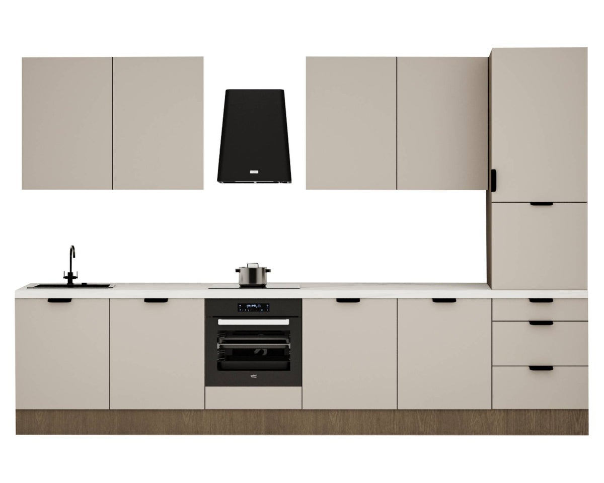 Küchenzeile 360 cm Küchenblock Einbauküche Ohne Arbeitsplatte , Sorento KS8-M360 , Beige/Dunkle Eiche