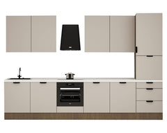 Küchenzeile 360 cm Küchenblock Einbauküche Ohne Arbeitsplatte , Sorento KS8-M360 , Beige/Dunkle Eiche