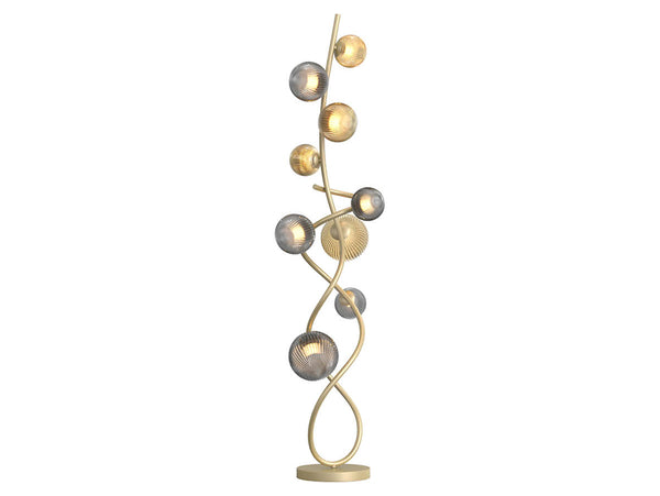 LED-Stehlampe Metz 9-flammig Glas gold.