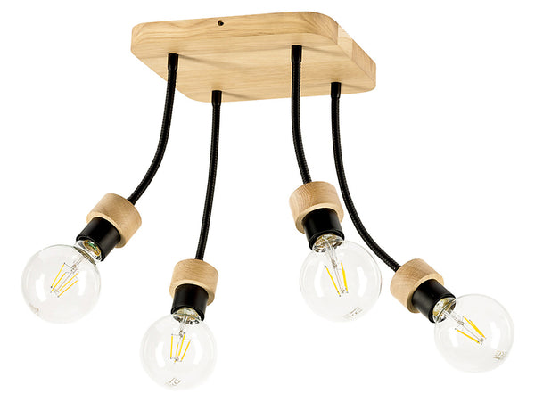 Allumer Flex 4-flammige Deckenlampe Holz braun.