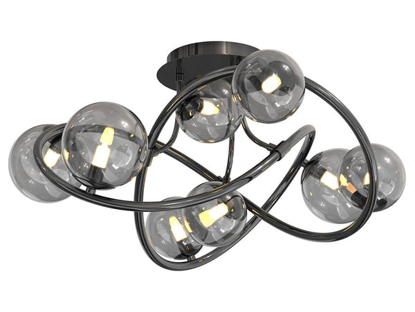 LED-Deckenlampe Nancy 8-flammig Metall schwarz.