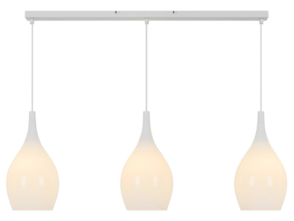 Pendelleuchte Blanco - 3-Punkt, Glas, Weiß.