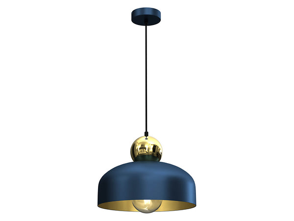 Pendelleuchte Harald - Metall, Blau-Gold.