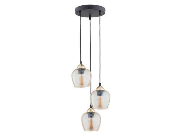 Pendelleuchte Margo - 3-Punkt, Glas, Gold.