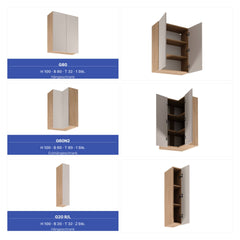 Winkelküche 405 x 205 cm Viel Stauraum Küchenzeile Küchenblock Ohne E-Geräten Einbauküche, Sorento KS5-M405 Beige / Sonoma Eiche
