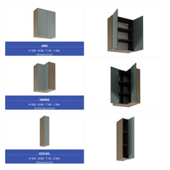 Winkelküche 405 x 205 cm Viel Stauraum Küchenzeile Küchenblock Ohne E-Geräten Einbauküche, Sorento KS5-M405 Grün/Dunkle Eiche
