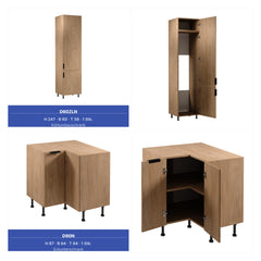 Winkelküche 405 x 205 cm Viel Stauraum Küchenzeile Küchenblock Ohne E-Geräten Einbauküche, Sorento KS5-M405 Sonoma Eiche