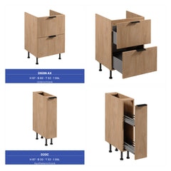 Winkelküche 405 x 205 cm Viel Stauraum Küchenzeile Küchenblock Ohne E-Geräten Einbauküche, Sorento KS5-M405 Sonoma Eiche