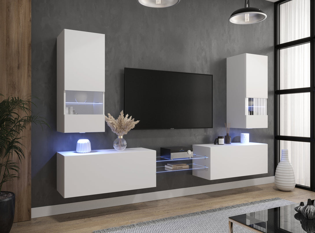 Wohnwand - Wohnzimmer-Luxus 2024 / Exklusive Materialien für moderne Wohnwände, (Komplett Set, 6-St., AN21) - Milaros Markt
