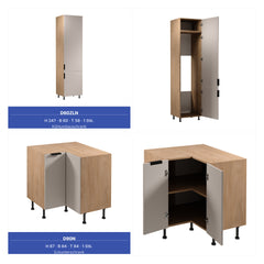 Winkelküche 405 x 205 cm Viel Stauraum Küchenzeile Küchenblock Ohne E-Geräten Einbauküche, Sorento KS5-M405 Beige / Sonoma Eiche