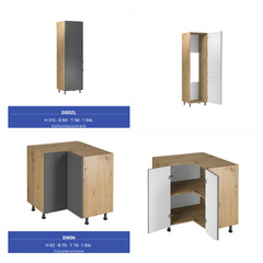 Winkelküche - Langen KL6-M300- Grau / Artisan Eiche