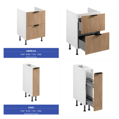Winkelküche 405 x 205 cm Viel Stauraum Küchenzeile Küchenblock Ohne E-Geräten Einbauküche, Sorento KS5-M405 Sonoma Eiche/Weiß