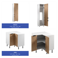 Winkelküche 405 x 205 cm Viel Stauraum Küchenzeile Küchenblock Ohne E-Geräten Einbauküche, Sorento KS5-M405 Sonoma Eiche/Weiß