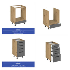 Küchenzeile - Langen KL2-M240 - Grau/Artisan Eiche