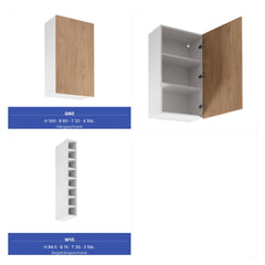 Küchenzeile 515 cm Einbauküche Küche ohne Arbeitsplatte Küchenmöbel , Sorento KS6-M515 , Sonoma Eiche/Weiß