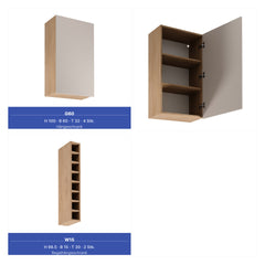 Küchenzeile 515 cm Einbauküche Küche ohne Arbeitsplatte Küchenmöbel , Sorento KS6-M515 , Beige/Sonoma Eiche