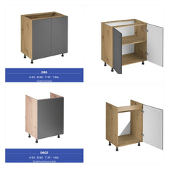 Küchenzeile - Langen KL2-M240 - Grau/Artisan Eiche