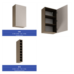 Küchenzeile 515 cm Einbauküche Küche ohne Arbeitsplatte Küchenmöbel , Sorento KS6-M515, Beige/Dunkle Eiche