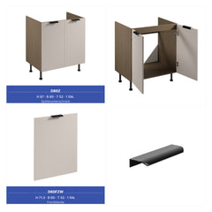 Küchenzeile 515 cm Einbauküche Küche ohne Arbeitsplatte Küchenmöbel , Sorento KS6-M515, Beige/Dunkle Eiche
