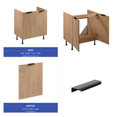 Küchenzeile 515 cm Einbauküche Küche ohne Arbeitsplatte Küchenmöbel , Sorento KS6-M515 , Sonoma Eiche