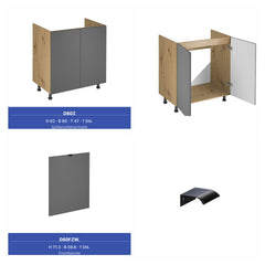 Küchenzeile - Langen KL9-M400 - Grau / Artisan Eiche