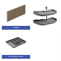 Winkelküche 405 x 205 cm Viel Stauraum Küchenzeile Küchenblock Ohne E-Geräten Einbauküche, Sorento KS5-M405 Grün/Dunkle Eiche