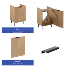 Winkelküche 405 x 205 cm Viel Stauraum Küchenzeile Küchenblock Ohne E-Geräten Einbauküche, Sorento KS5-M405 Sonoma Eiche
