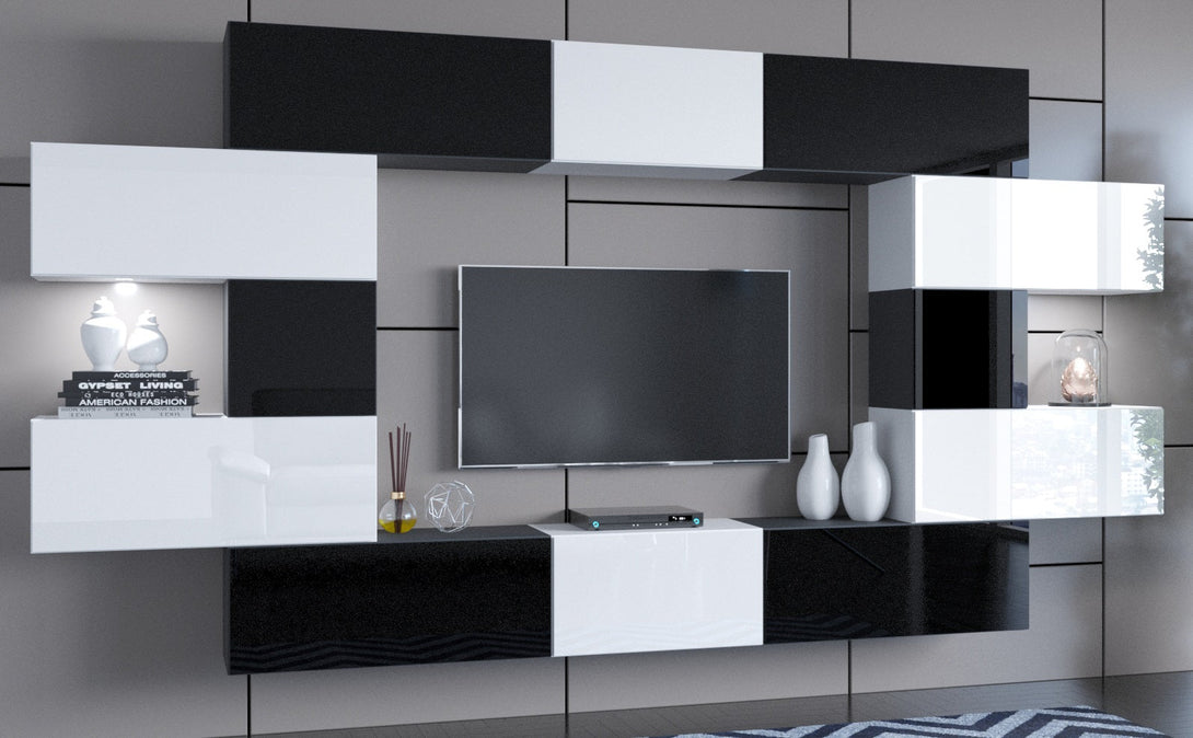 Wohnwand - Premium-Luxus 2024 - Beste Materialien für stilvolles Wohnzimmer - Wendy N71 - Milaros Markt