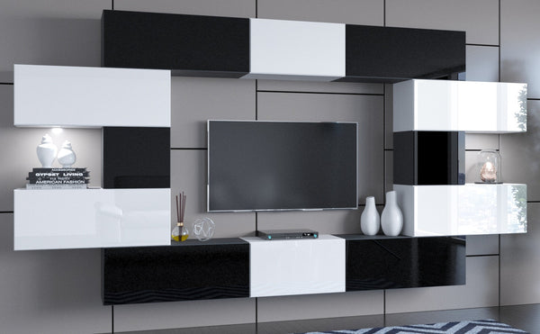 Wohnwand - Premium-Luxus 2024 - Beste Materialien für stilvolles Wohnzimmer - Wendy N71 - Milaros Markt