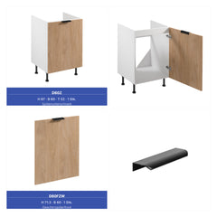 Winkelküche 405 x 205 cm Viel Stauraum Küchenzeile Küchenblock Ohne E-Geräten Einbauküche, Sorento KS5-M405 Sonoma Eiche/Weiß