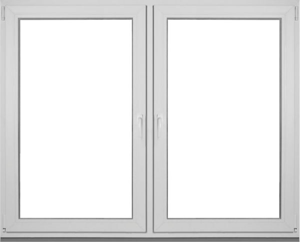 PVC-Fenster, Dreh + Drehkipp, 3-fach verglast, 1465 x 1135 mm, symmetrisch, weiß.