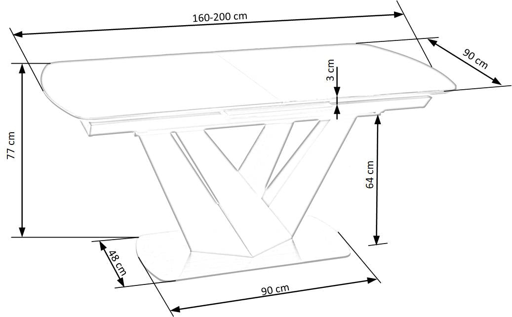 Esstisch - PremiumLine - ausziehbarer Esstisch - Grau/Glas/Edelstahl (Premium-Esstisch, Premium-Qualität Esstisch) - Milaros Markt